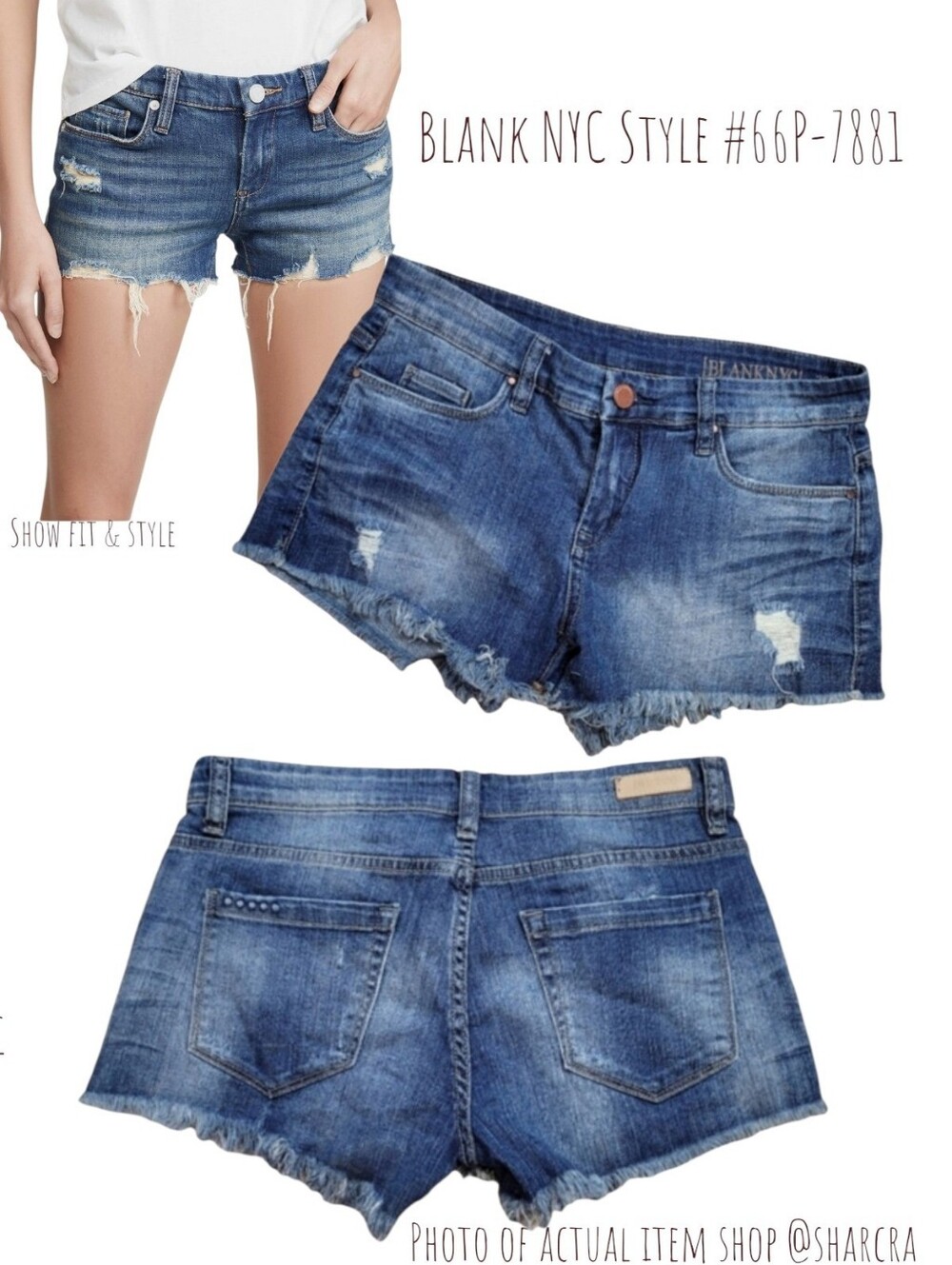 Blank NYC Women's Jean Short Cutoffs 66P-7881 light faded Distressed fray hem 26